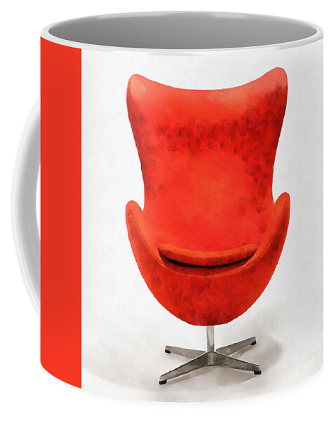 Chair Coffee Mug featuring the digital art Red Mid Century Modern Chair by Edward Fielding
