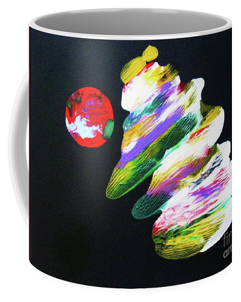 Abstract Coffee Mug featuring the painting Red Moon Geisha by Thea Recuerdo