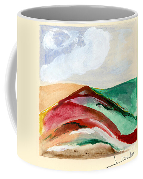Abstract Coffee Mug featuring the painting Red Mountain Dawn by George D Gordon III