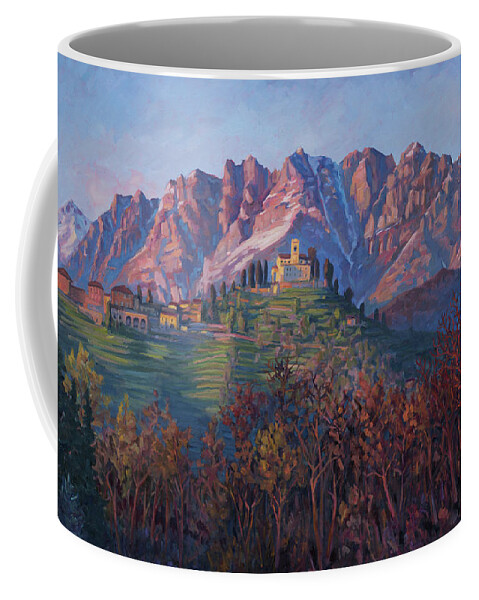 Mountain Coffee Mug featuring the painting Red Resegone by Marco Busoni