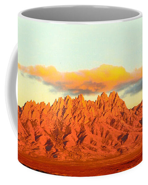 A Jack Pumphrey Photograph Of The Organ Mountains-desert Peaks National Monument Coffee Mug featuring the photograph Red Mountain Sunset Organs by Jack Pumphrey