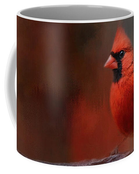 Jai Johnson Coffee Mug featuring the photograph Red On The Rocks - Cardinal Bird Art by Jai Johnson