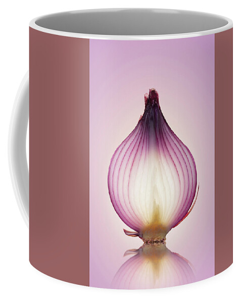 Red Coffee Mug featuring the photograph Red Onion Translucent layers by Johan Swanepoel