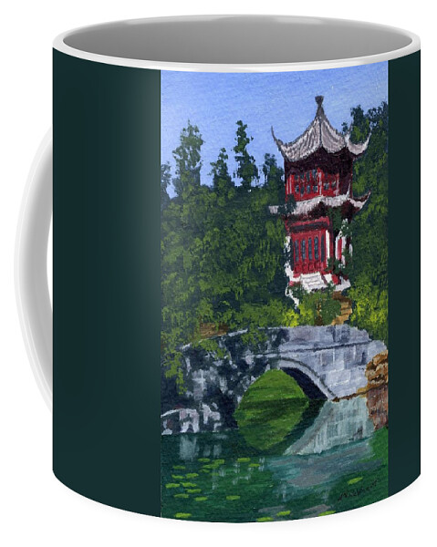 Pagoda Coffee Mug featuring the painting Red Pagoda by Lynne Reichhart