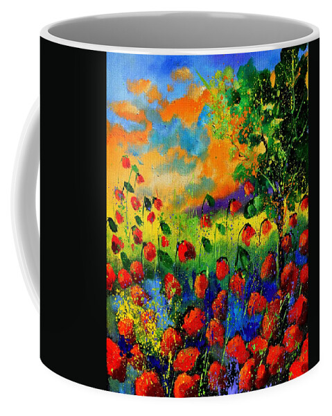 Flowers Coffee Mug featuring the painting Red Poppies 45150 by Pol Ledent