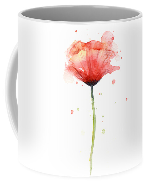 Watercolor Poppy Coffee Mug featuring the painting Red Poppy Watercolor by Olga Shvartsur