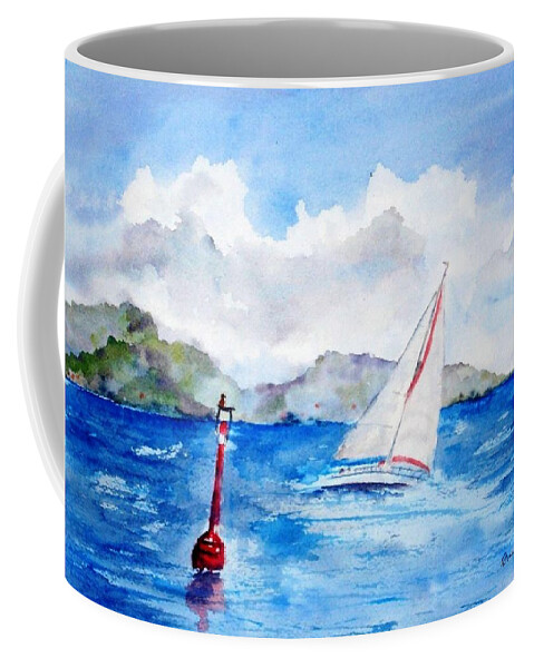 Sailing Coffee Mug featuring the painting Red Right Returning by Diane Kirk