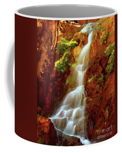 Red River Falls Coffee Mug featuring the painting Red River Falls #1 by Peter Piatt