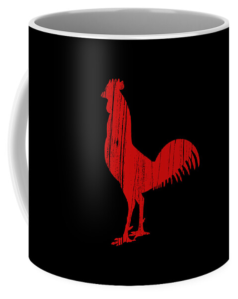 Red Coffee Mug featuring the drawing Red Rooster Tee by Edward Fielding