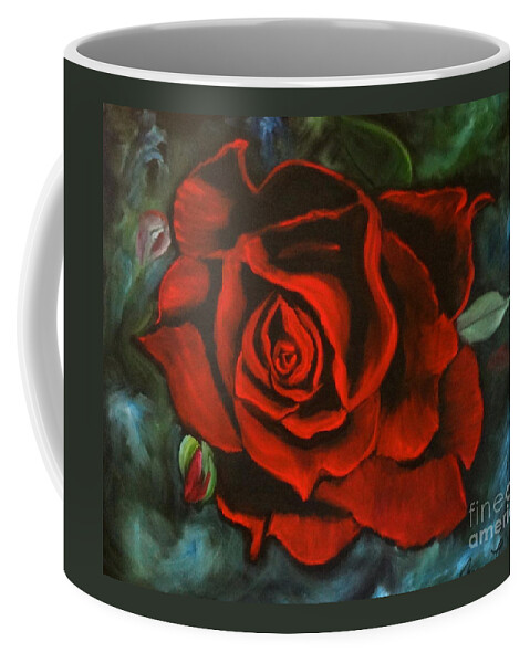 Rose Coffee Mug featuring the painting Red Rose by Jenny Lee