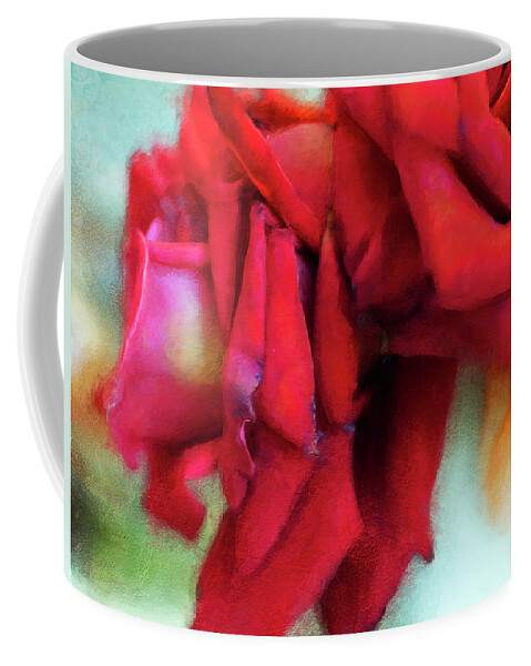 Rose Coffee Mug featuring the painting Red Rose Macro by DonaRose