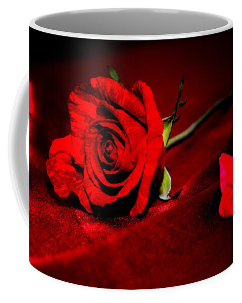 Anniversary Coffee Mug featuring the photograph Red Rose by Serena King