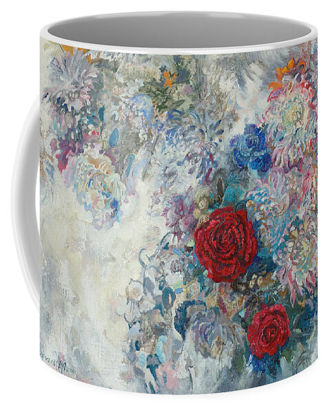 Maya Gusarina Coffee Mug featuring the painting Red Roses by Maya Gusarina