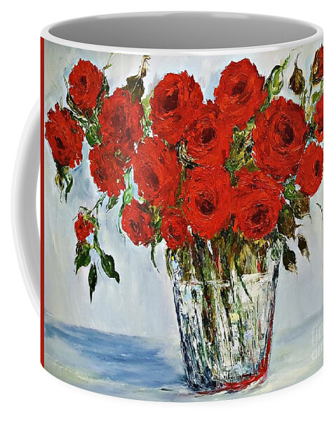 Roses Coffee Mug featuring the painting Red Roses memories by Amalia Suruceanu