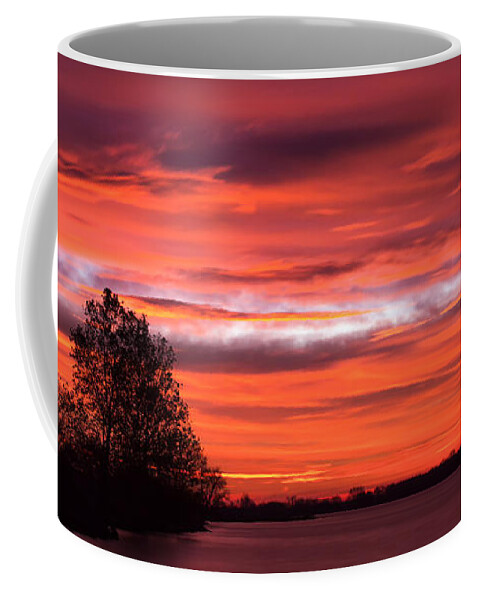 Sky Coffee Mug featuring the photograph Red Sky at Morning Pano by James Barber