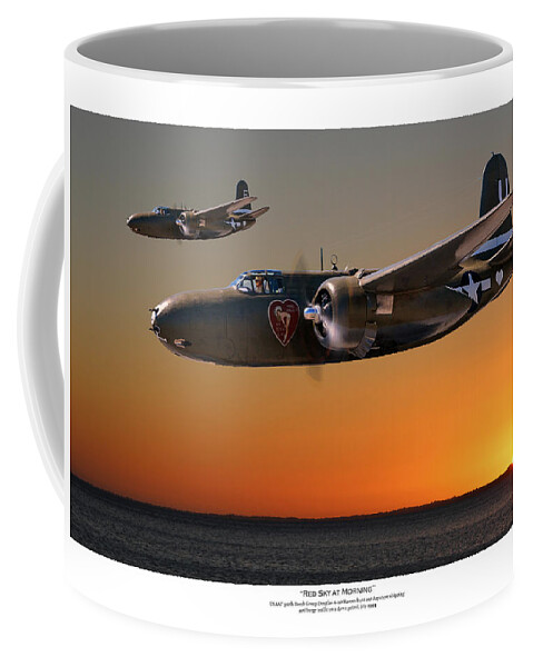 Usaaf Coffee Mug featuring the digital art Red Sky at Morning - Titled USAAF 312BG Version by Mark Donoghue