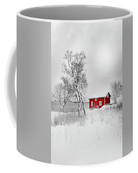Norway Coffee Mug featuring the photograph Red Solitude by Philippe Sainte-Laudy