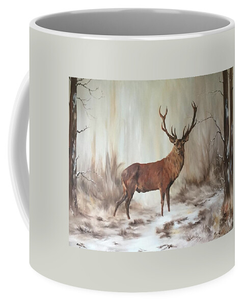 Red Stag Coffee Mug featuring the painting Red Stag by Jean Walker
