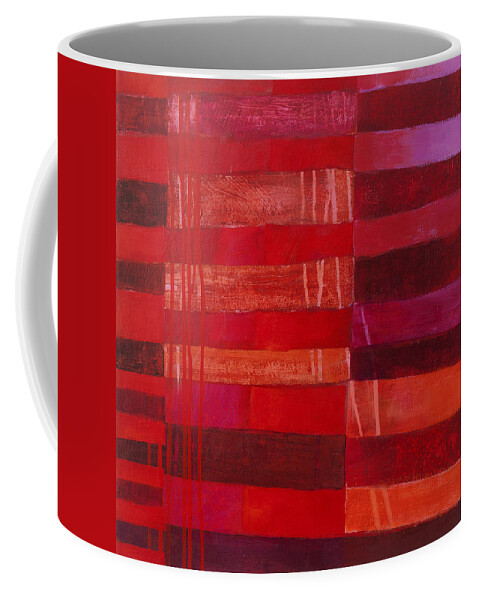 Abstract Art Coffee Mug featuring the painting Red Stripes 2 by Jane Davies