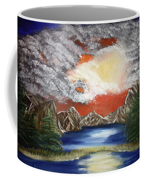 Sunset Coffee Mug featuring the painting Red Sunset by Suzanne Surber