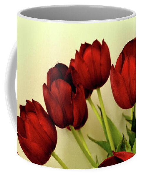 Tulips Coffee Mug featuring the photograph Array of Red Tulips II by Nadalyn Larsen