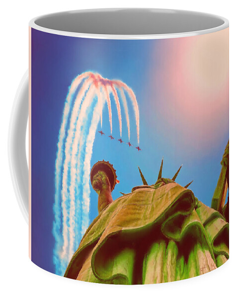 Red Coffee Mug featuring the digital art Red White and Blue by David Luebbert