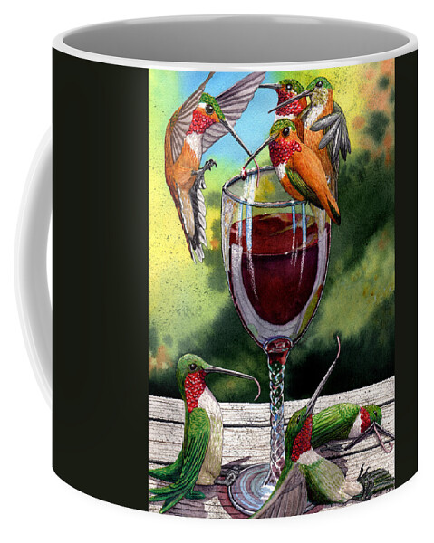 Hummingbird Coffee Mug featuring the painting Red Winos by Catherine G McElroy