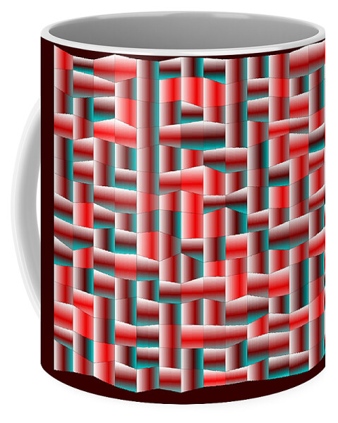 Rithmart Red Abstract Chimney Tower Horizontal Vertical Pipes Tubes Shadows Grey Black White Light Blue Coffee Mug featuring the digital art Red.122 by Gareth Lewis