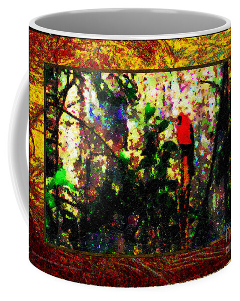 Earth Day Coffee Mug featuring the painting Redbird Sifting Beauty out of Ashes by Aberjhani