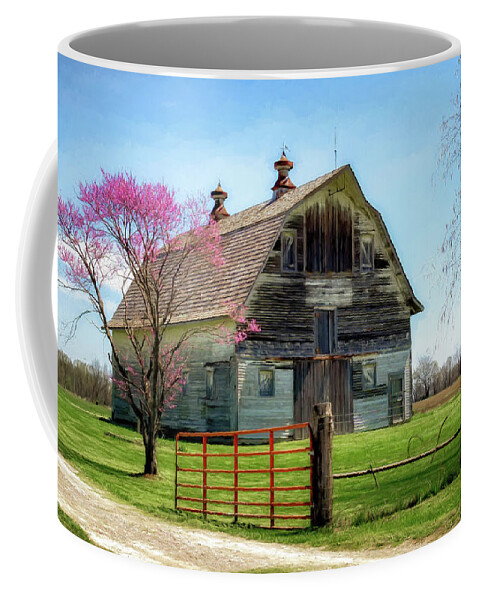 Barn Coffee Mug featuring the photograph Redbud and Barn by James Barber