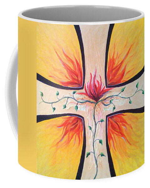 Cross Coffee Mug featuring the painting Redemption by Deb Brown Maher