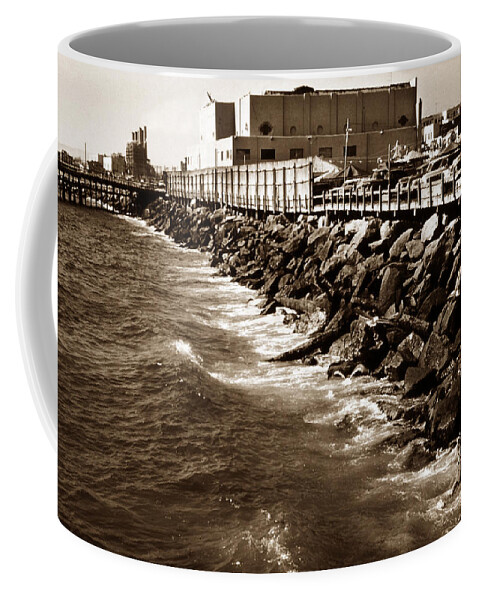 Redondo Coffee Mug featuring the photograph Redondo Beach Pier 1957 sepia by Marilyn Hunt