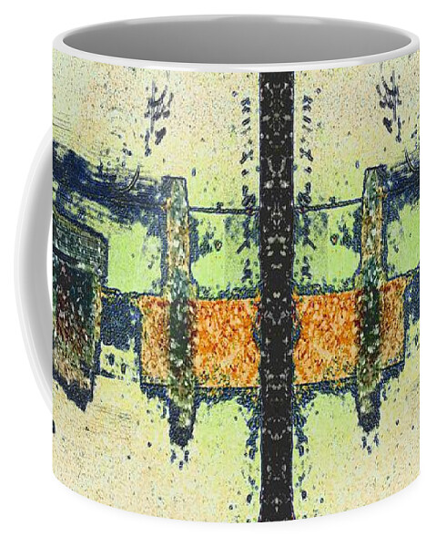 Abstract Coffee Mug featuring the mixed media Reflected Maze by Lenore Senior