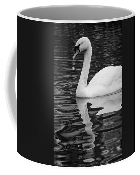 Lake Coffee Mug featuring the photograph Reflection of a white swan by AM FineArtPrints