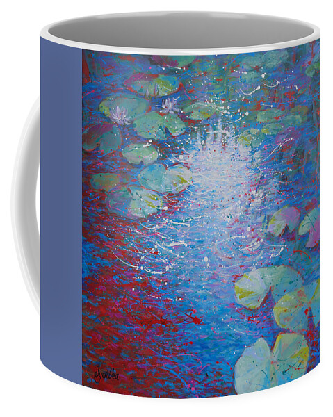  Coffee Mug featuring the painting Reflection Pond with Liles by Jyotika Shroff