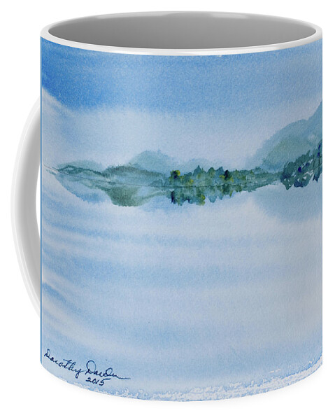 Australia Coffee Mug featuring the painting Reflection of Mt Rugby in Bathurst Harbour by Dorothy Darden