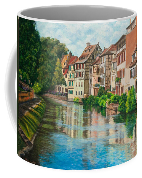 Strasbourg France Art Coffee Mug featuring the painting Reflections Of Strasbourg by Charlotte Blanchard