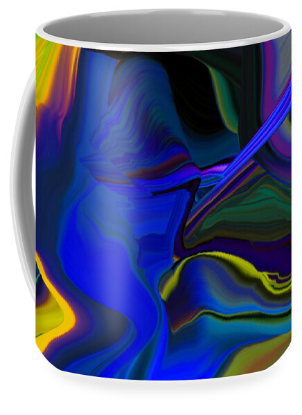  Original Contemporary Coffee Mug featuring the digital art Refracted Ray of Blue by Phillip Mossbarger