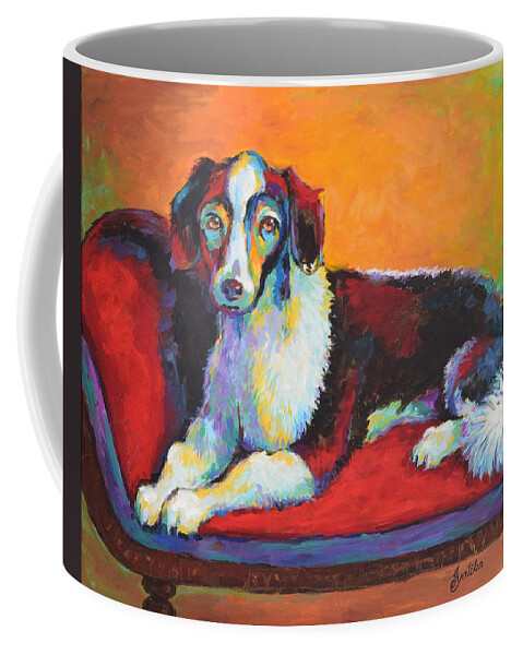 Pet Coffee Mug featuring the painting Regal Puppy by Jyotika Shroff