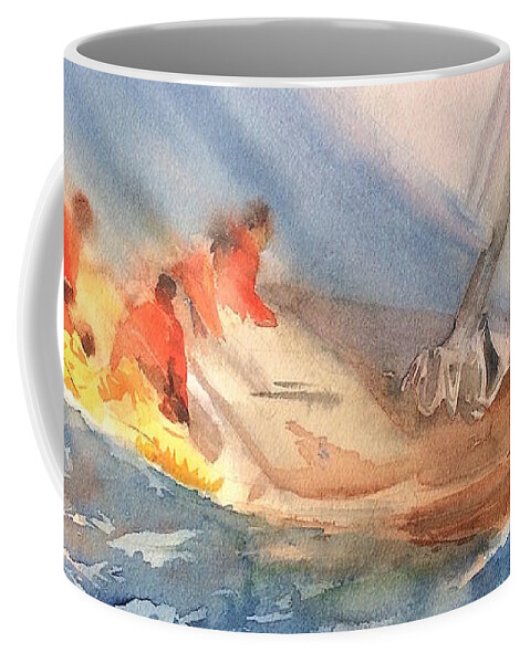 Regate Coffee Mug featuring the painting Regate Marine by Francoise Chauray