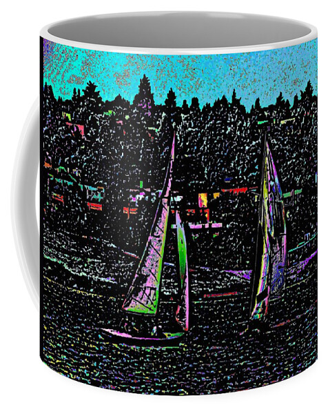 Sail Coffee Mug featuring the digital art Regatta 2 by Tim Allen
