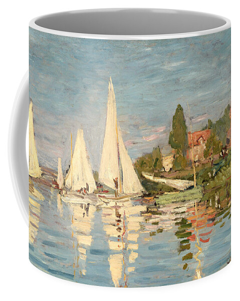 Regatta Coffee Mug featuring the painting Regatta at Argenteuil by Claude Monet