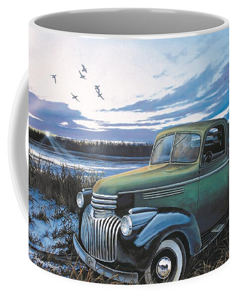 Old Truck Coffee Mug featuring the painting Remembering the Old Days by Anthony J Padgett