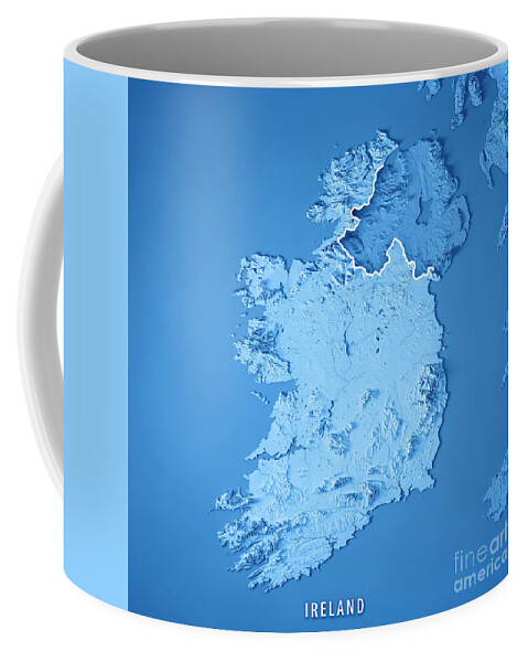 Republic Of Ireland Coffee Mug featuring the digital art Republic of Ireland Country 3D Render Topographic Map Blue Borde by Frank Ramspott