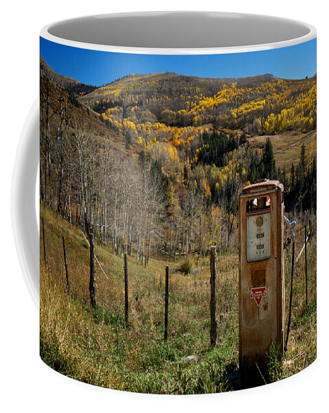 Gas Pump Coffee Mug featuring the photograph Rest Stop by Mary Lee Dereske