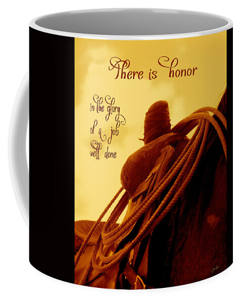 Saddle Coffee Mug featuring the photograph Rested Western Saddle by Amanda Smith