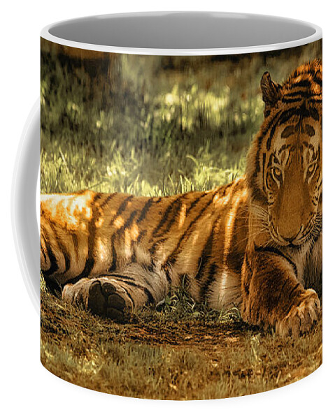 Tiger Coffee Mug featuring the photograph Resting Tiger by Chris Boulton