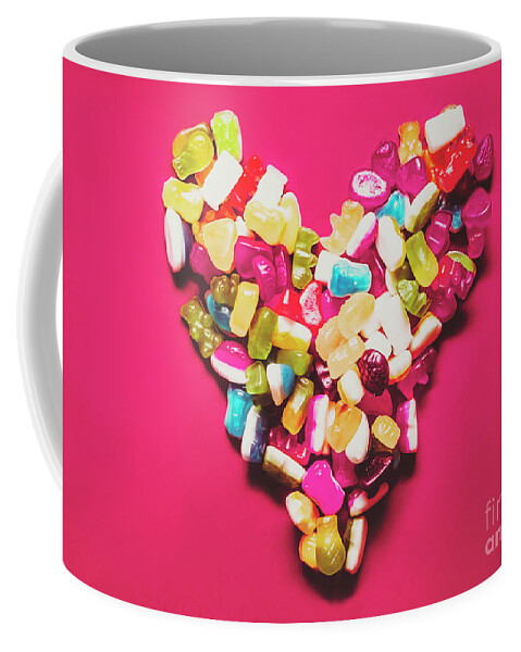 Gummy Coffee Mug featuring the photograph Retro gummy lolly love by Jorgo Photography