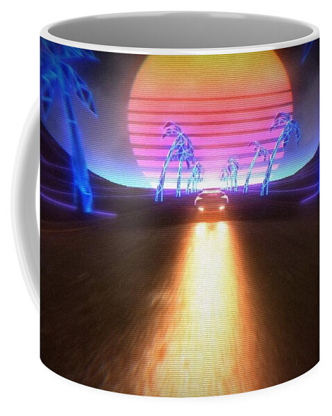 Retro Wave Coffee Mug featuring the digital art Retro Wave by Super Lovely