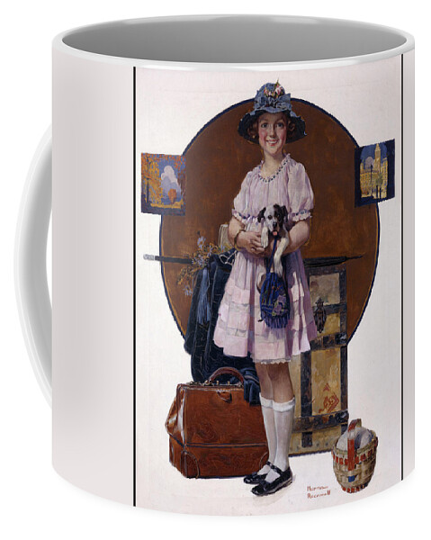 Returning From Summer Vacation Coffee Mug featuring the painting Returning From Summer Vacation by Norman Rockwell